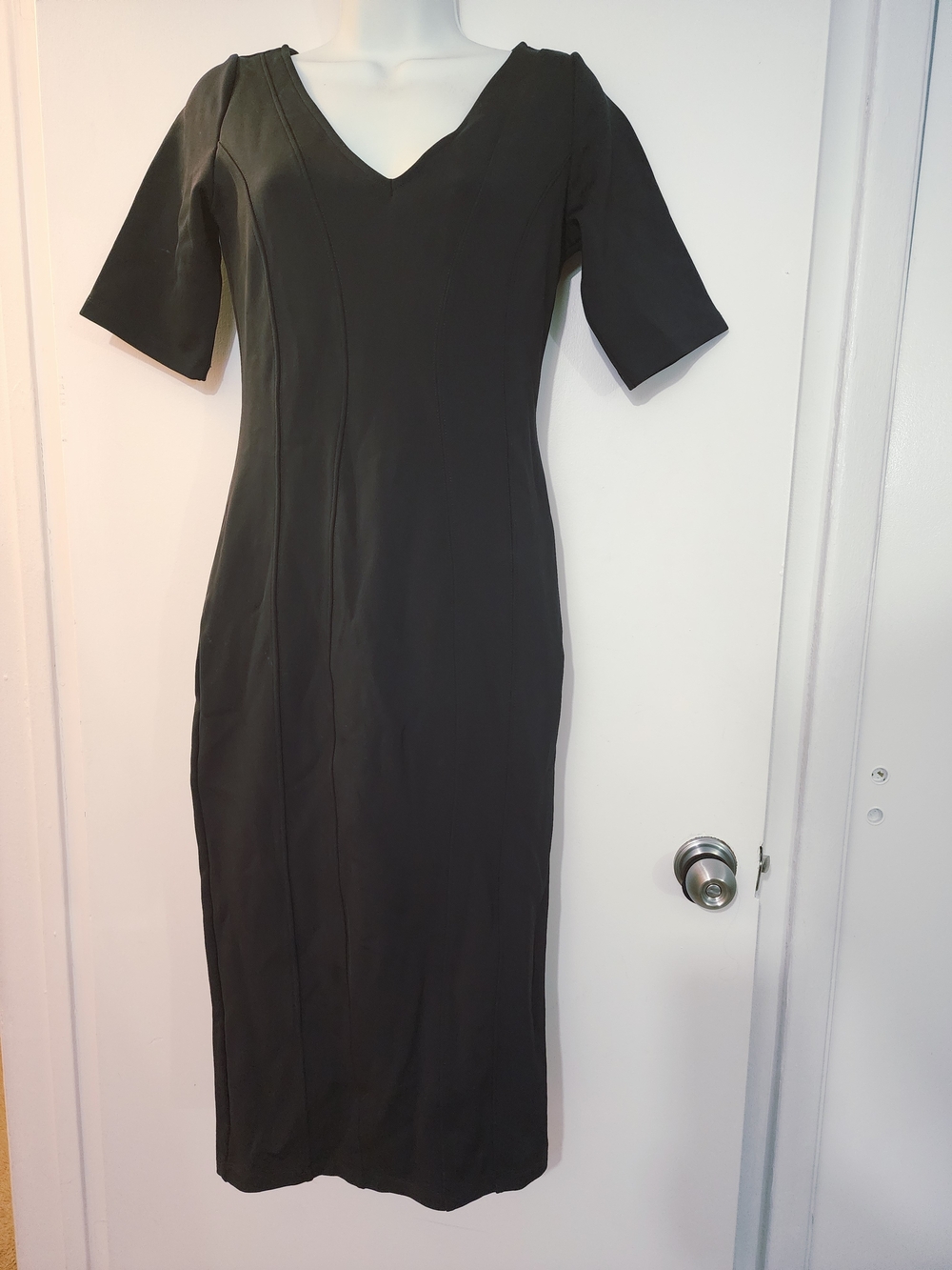 H&M Black V-Neck Midi Dress
